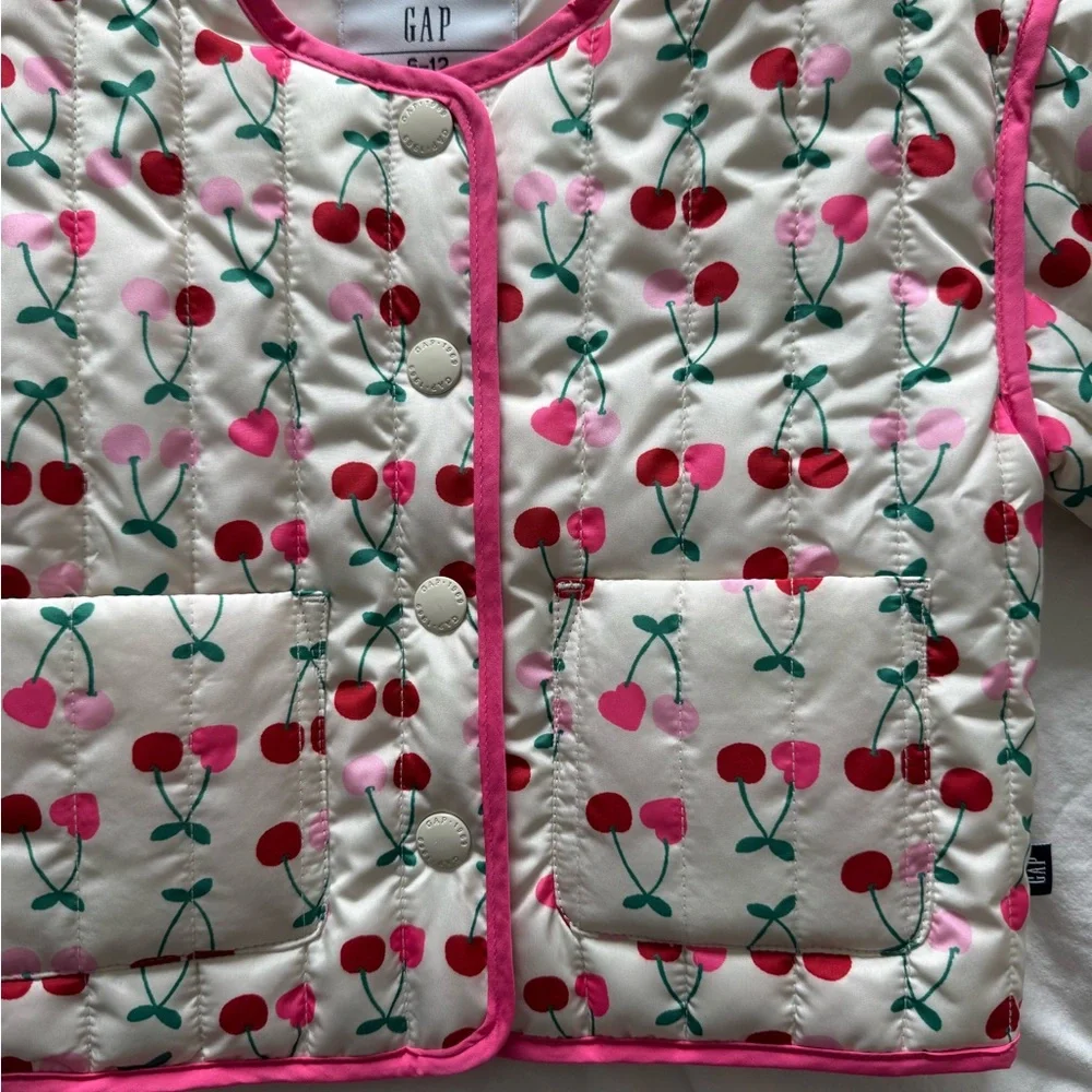 GAP Baby Cherry Print Jacket with Pink Accents Sz. 6-12mo NWT - Picture 3 of 3